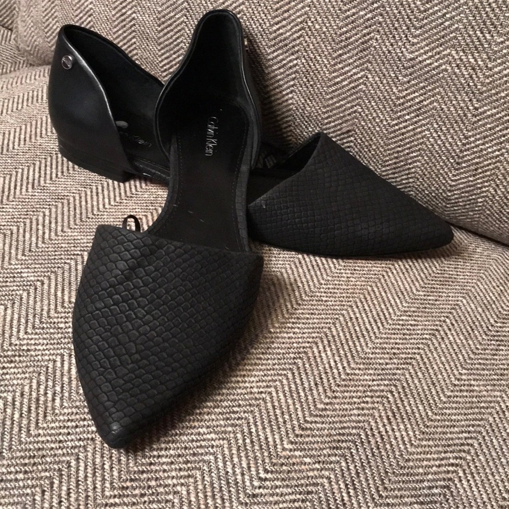 Calvin Klein snakeskin embossed flats